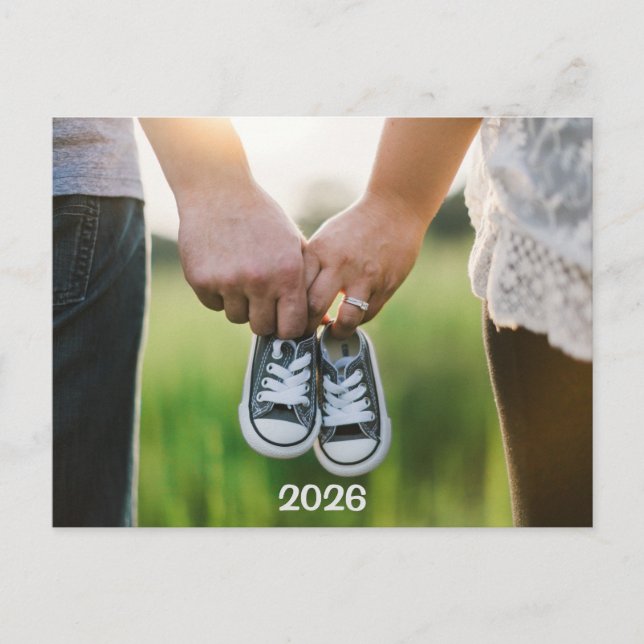 2026 Foto Graviditet Förväntar Sig Annonsering Vykort (Framsida)