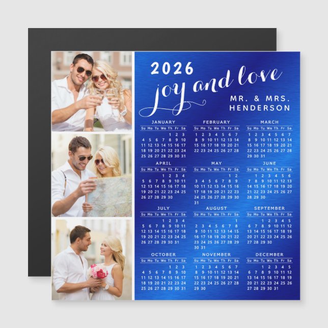 2026 Fotokalender - Fridge Magnet Blue and White (Fram/baksida)