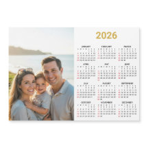 2026 Fotokalender | Hela Året Guld Magnetisk Kort