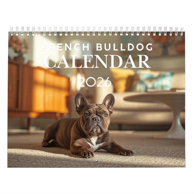 2026 French Bulldog Calendar | 12 Months Kalender (Omslag)