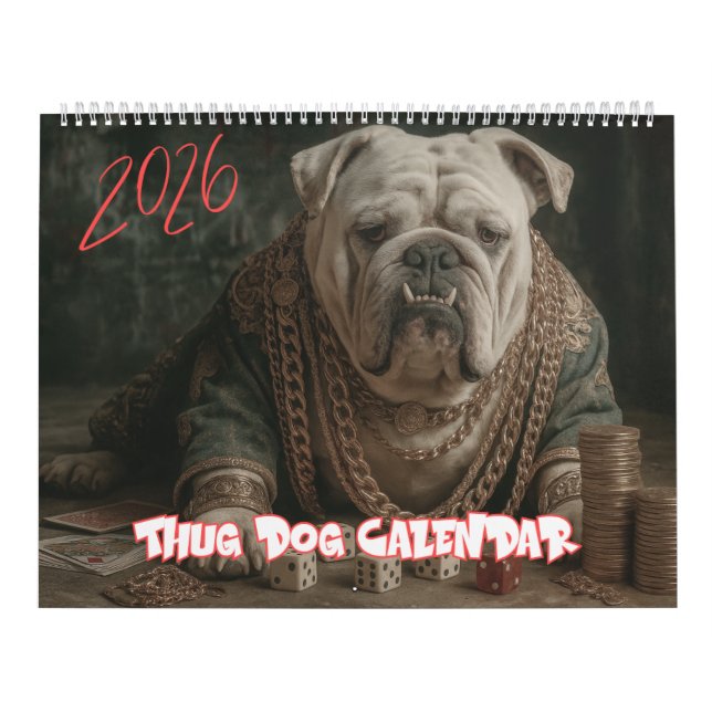 2026 Gangster Valp Calendar, Thug Hund Kalender (Omslag)