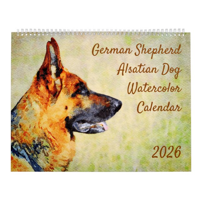 2026 German Shepherd Alsatian Dog Lover GSD Gift Kalender (Omslag)