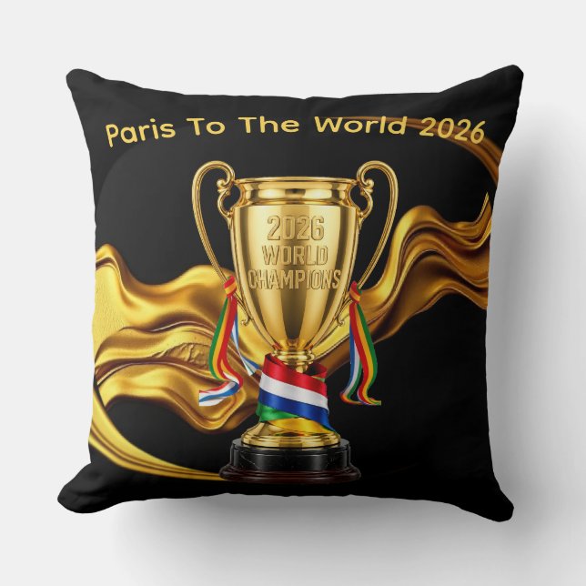 2026 Global Cup: Guldvätska | Paris Till världen 8 Kudde (Framsida)