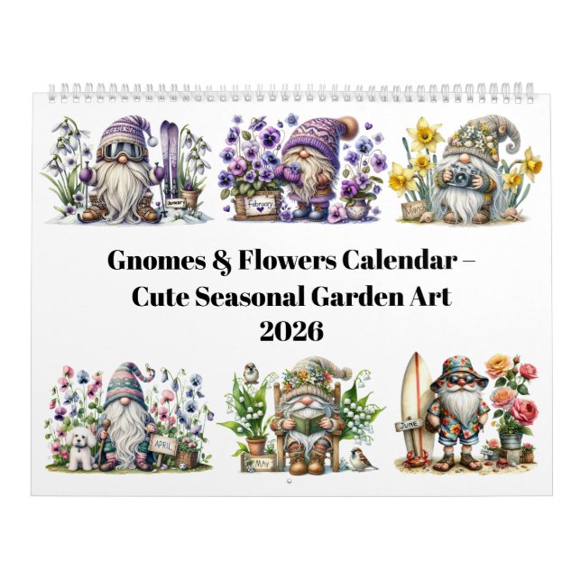 2026 Gnomes & Birth Flowers Calendar Kalender (Omslag)