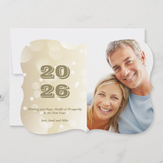 2026 Gold Photo Holiday Card Julkort (Framsida)