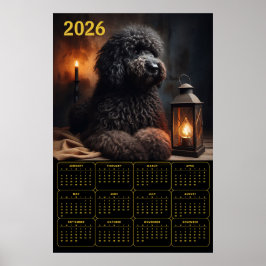 2026 Goldendoodle med lykta och ljus kalender Poster