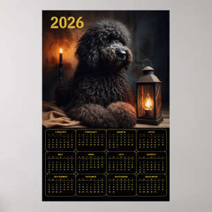 2026 Goldendoodle med lykta och ljus kalender Poster