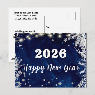2026,Gott nytt år!Blå helgdag God jul Vykort