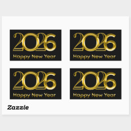 2026 Gott Nytt År Falsk Guld Typografi Rektangulärt Klistermärke