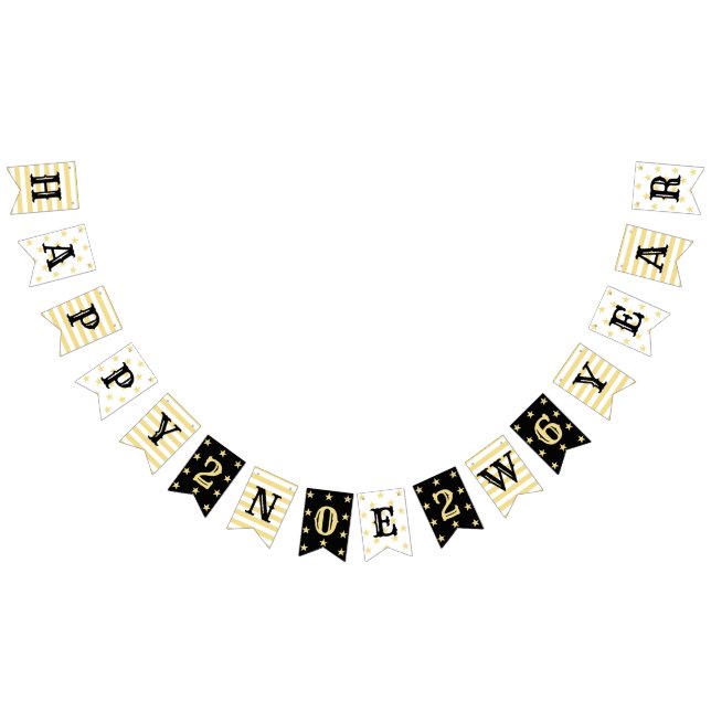 2026 Gott nytt år Faux Guld Stars Rand Vimplar (Alla)