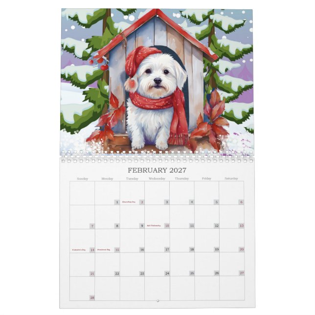 2026 Gott nytt år-kalender 12 Fullt-teckningar Kalender (Feb 2027)