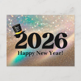 2026 gott nytt år, roligt att glitter moderna chic helg vykort