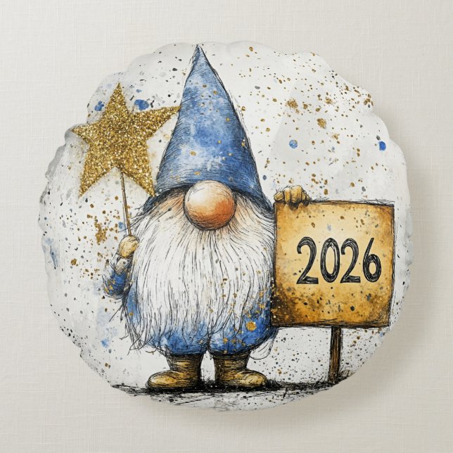 2026, Gott nytt år Rund Kudde (Framsidan)