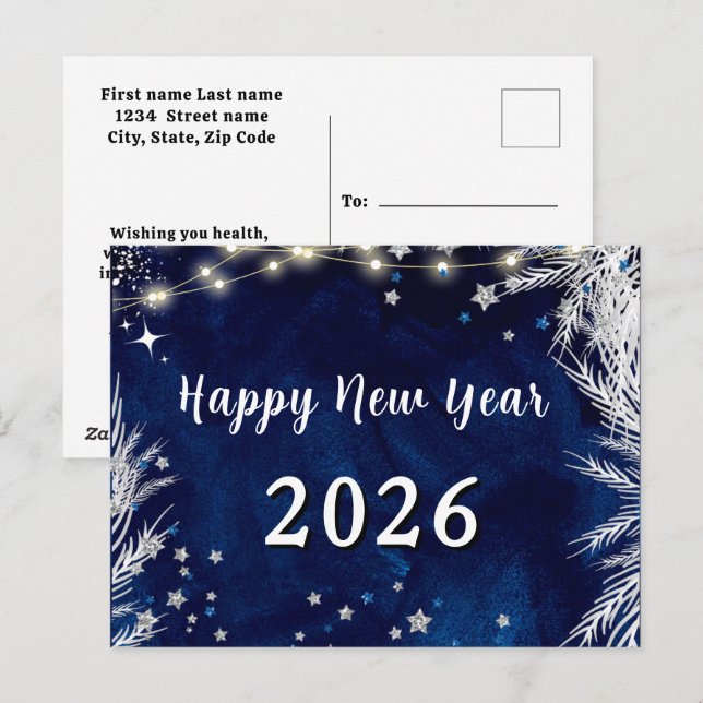 2026, Gott nytt år! Vykort (Fram/baksida)