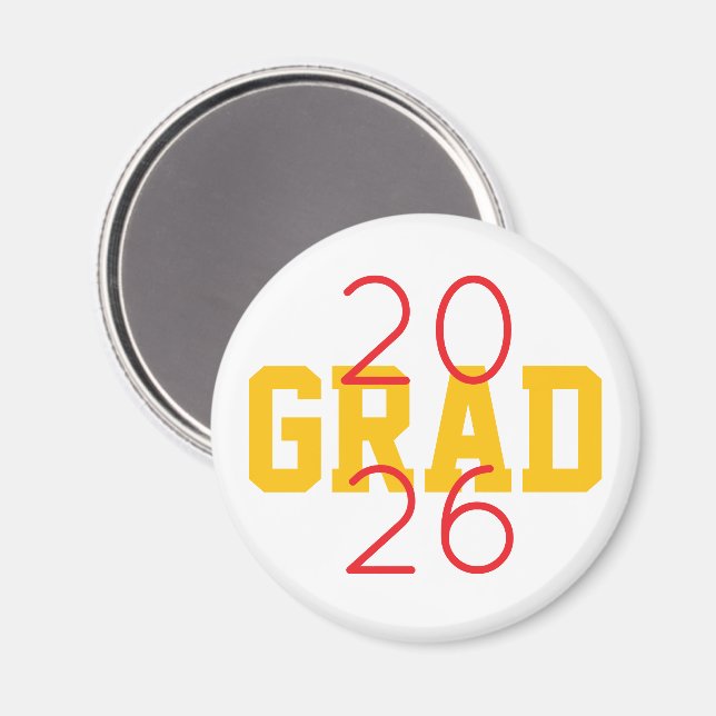 2026 GRAD Anpassade skolans färger Kul Magnet (Front/Back)