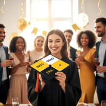 2026 Grad Era Svart Guld Vit Stjärna Examen Mössa