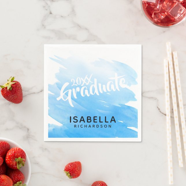 2026 Graduate Blue Ombre Watercolor Pappersservett (Insitu)