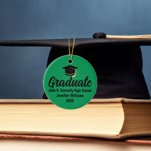 2026 Graduate Foto Anpassad Grön Svart Examen Julgransprydnad Keramik