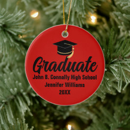 2026 Graduate Photo Custom Red Black Graduation Julgransprydnad Keramik