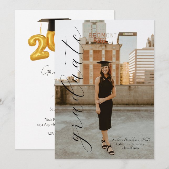 2026 Graduation Announcement & Party Invitation  Inbjudningar (Fram/baksida)