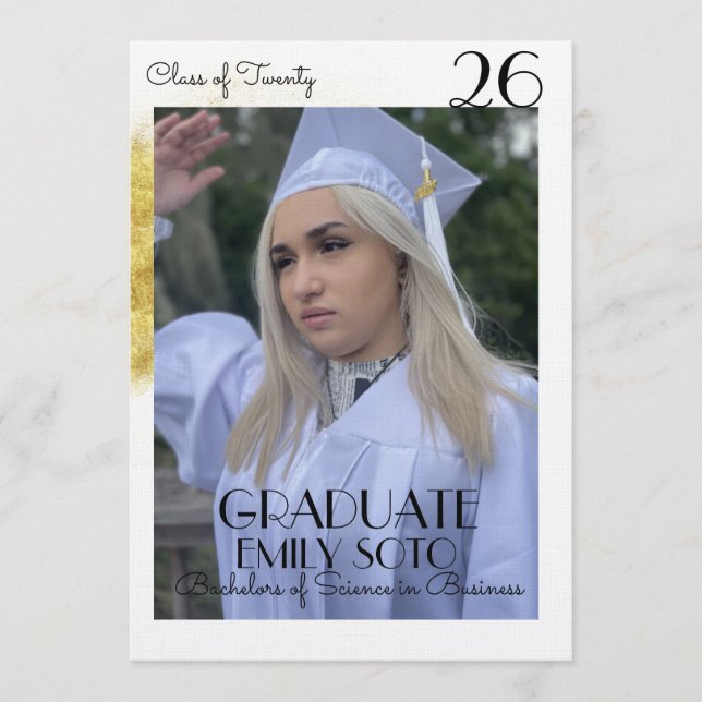 2026 Graduation Collage Script Gold Photo Inbjudningar (Framsida)