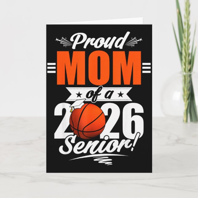 2026 Graduation Proud Mom Of A Basketball Senior  Kort (Framsida)