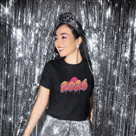 2026 Graffiti Stil Färg Sprut Nyår T Shirt