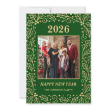2026 Grön & Antik-Guld Familj Nyår Foto