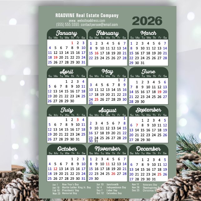 2026-Grönten för kalenderförsäljning Enkel affärsm (Skapare uppladdad)