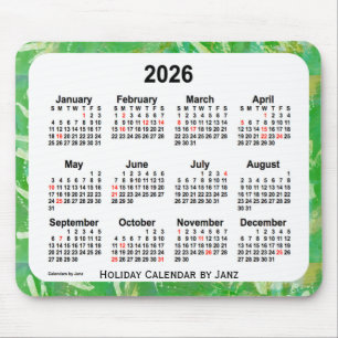 2026-Gröntens Helgdag Art Calendar av Janz Mouse Musmatta