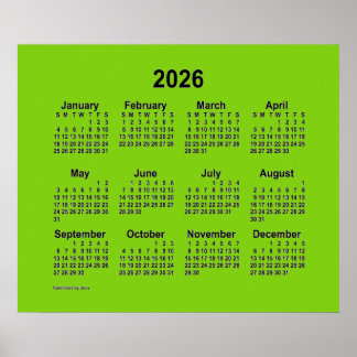 2026 Gul Grön Kalender av Janz Print Poster