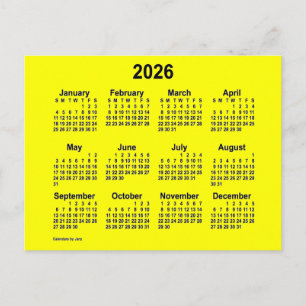 2026 Gul Mini Kalender av Janz Vykort