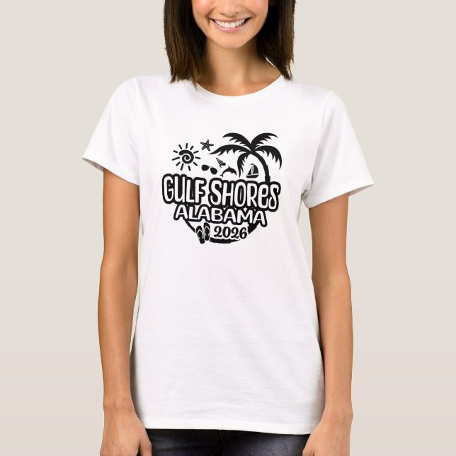2026 Gulf Shores Alabama Semester eller resa T Shirt (Framsida)