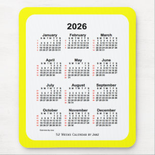 2026 Gult 2 ton 52 veckors kalender från Janz Musmatta