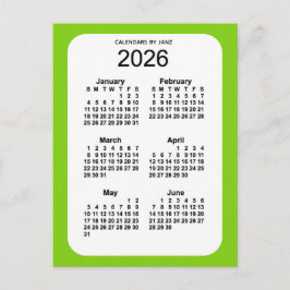 2026 Gult Grönt 6 Mini Calendar från Janz Vykort