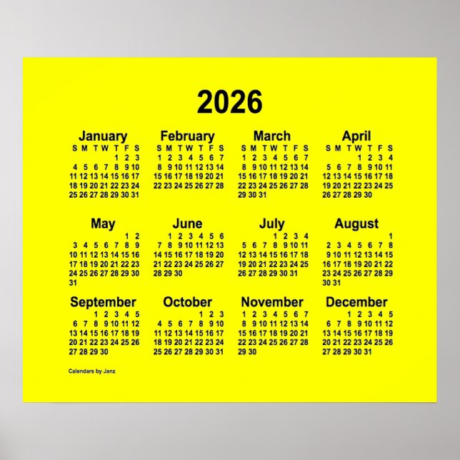 2026 Gult kalender av Janz Print Poster (Framsidan)