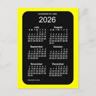 2026 Gult Neon 6 månaders Mini Calendar av Janz Vykort