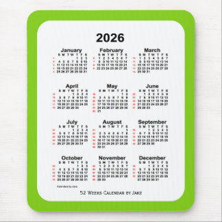 2026 Gultens Grönt 52 veckors kalender från Janz Musmatta