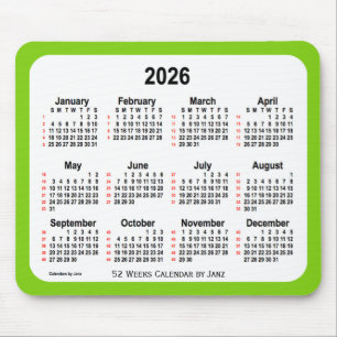 2026 Gultens Grönt 52 veckors kalender från Janz Musmatta