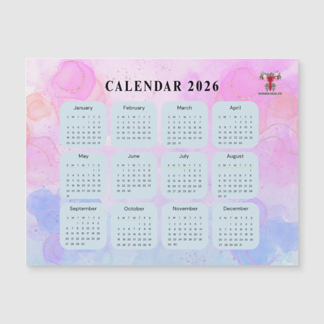 2026 Gynecology Calendar Magnet with Custom Logo (Framsida)
