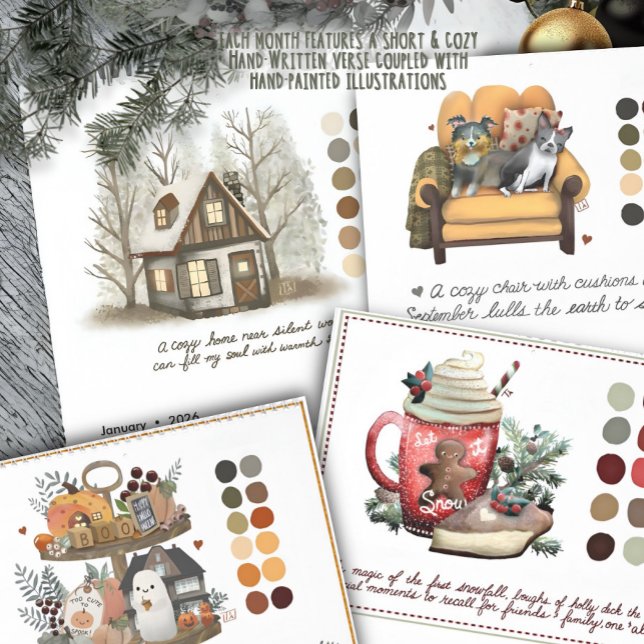2026 Hand-Painted Cozy Art with Monthly Poetry  Kalender (Skapare uppladdad)