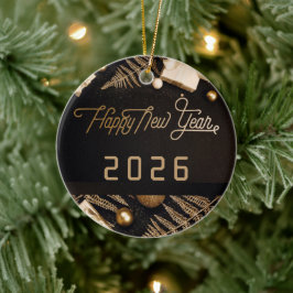 2026 Happy New Year Black Custom FAMILY PHOTO Julgransprydnad Keramik