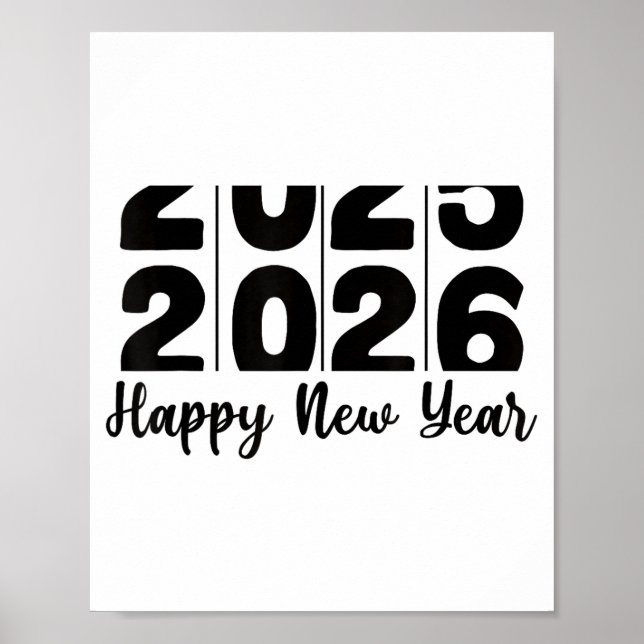 2026 Happy New Year Bold Numbers Celebration Party Poster (Framsidan)