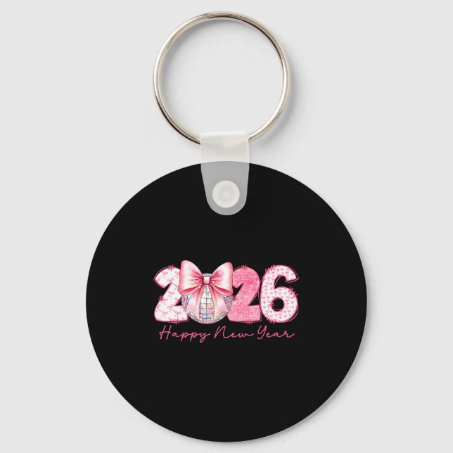 2026 Happy New Year Nk Coquette Preppy Disco Girly Nyckelring (Framsida)