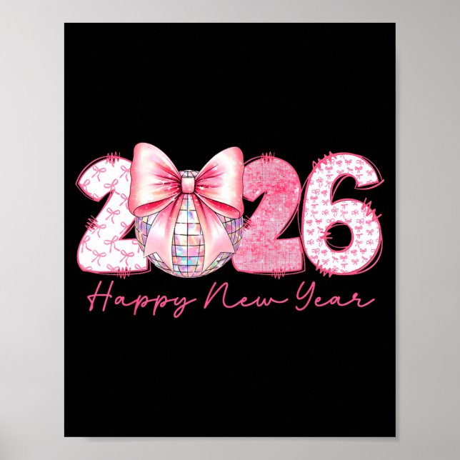 2026 Happy New Year Nk Coquette Preppy Disco Girly Poster (Framsidan)