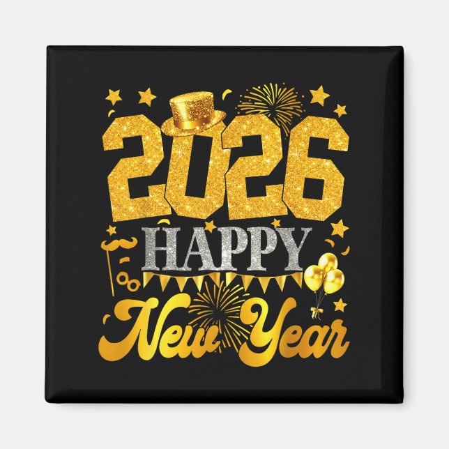 2026 Happy New Year Party Fireworks New Years Eve  Magnet (Framsidan)