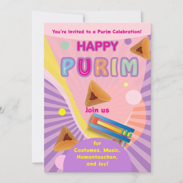 2026 Happy Purim Festival for All Ages Inbjudningar (Framsida)