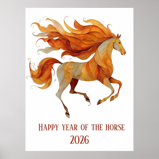 2026 Happy Year of the Horse Design Poster (Framsidan)