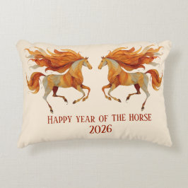 2026 Happy Year of the Horse Design Prydnadskudde