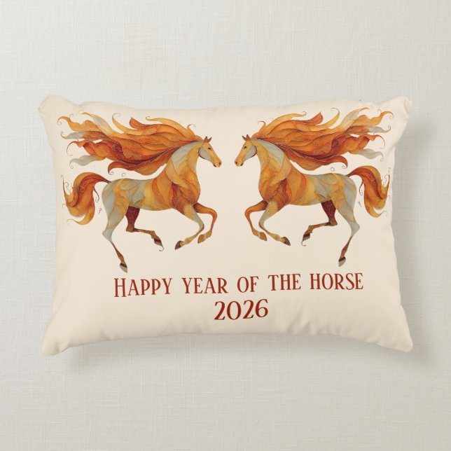 2026 Happy Year of the Horse Design Prydnadskudde (Framsidan)